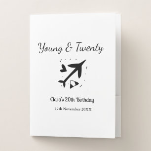 Young and twenty adventure happy birthday add name pocket folder