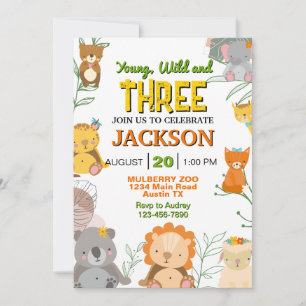 Young and Wild Safari Any Age Birthday Party Invitation