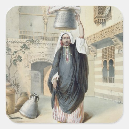 Young Arab Girl Returning from the Hammam in Cairo Square Sticker