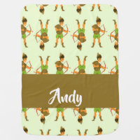 Young archer with bow and arrow pattern baby blanket