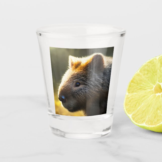 Young Australian Wombat, Shot Glass (Front)