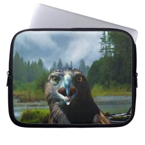 Young Bald Eagle and Misty Alaskan River Laptop Sleeve
