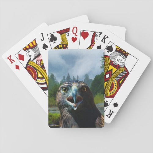 Young Bald Eagle and Misty Alaskan River Playing Cards