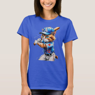 Young baseball cat in uniform with his bat! T-Shirt