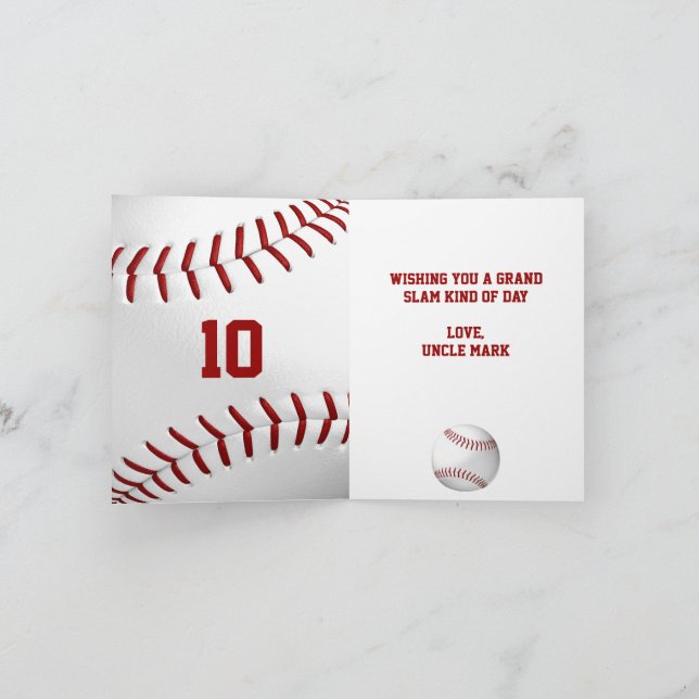 young baseball player happy birthday card (Inside)