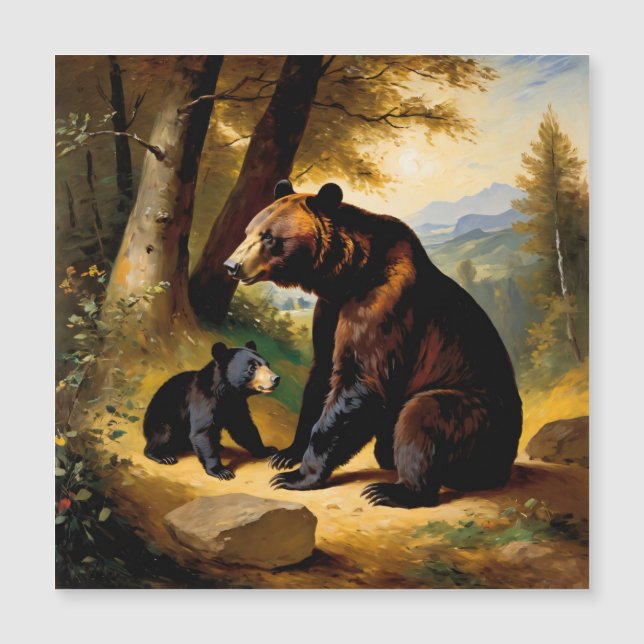 Young Bear and Mother: 19th Century Wildlife  (Front)