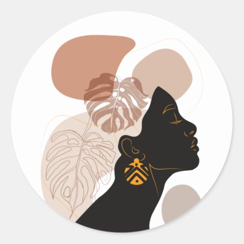 Young beautiful african american woman BLM Classic Round Sticker