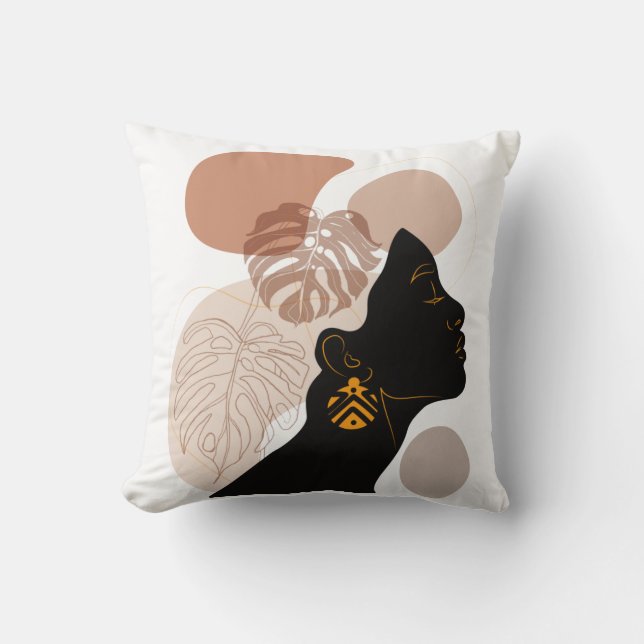 Young beautiful african american woman BLM Throw Pillow (Front)