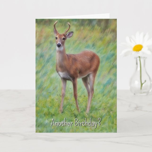 Young Birthday Deer Nature Funny Pun Birthday Card (Small Plant)