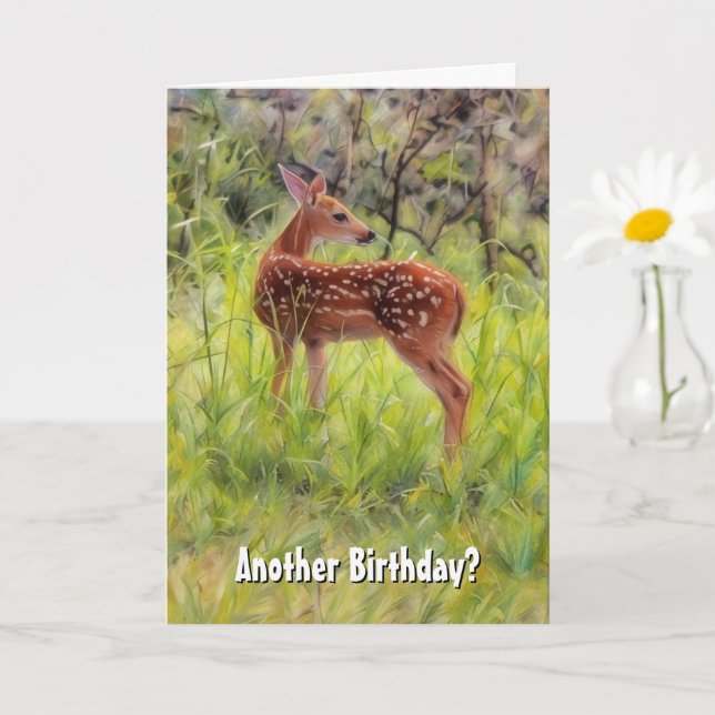Young Birthday Funny Pun Deer Nature Birthday Card (Small Plant)