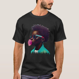 Young Black Boy Joy Bubble Gum Fun African Melanin T-Shirt