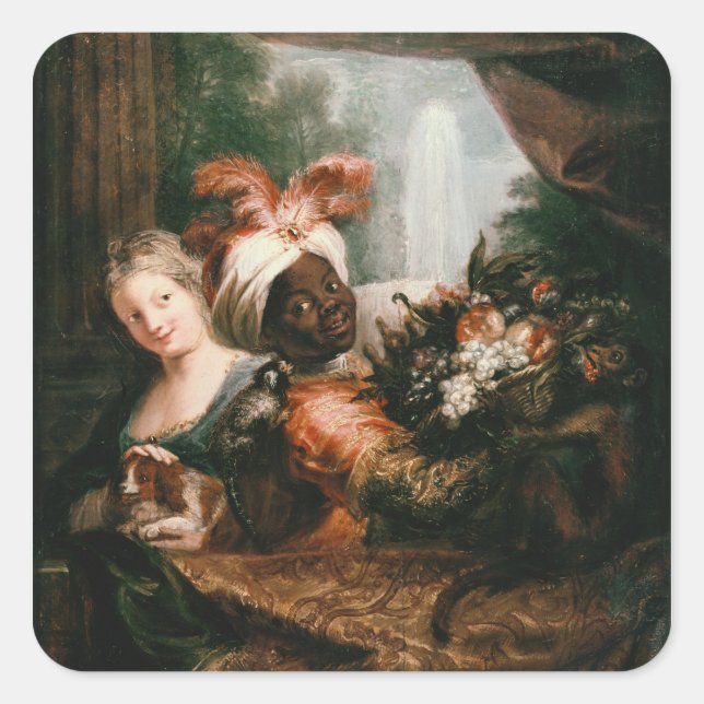 Young Black Man Holding a Basket Square Sticker (Front)