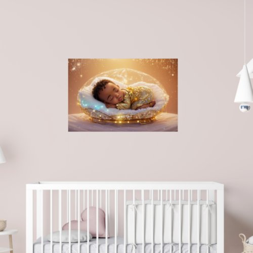 Young Black Prince Newborn Baby Boy Nursery Art Poster