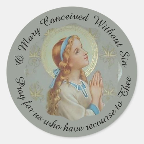Young Blessed Mother Mary praying Classic Round Sticker