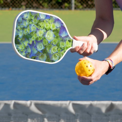 Young Blue Hydrangea Blooms Floral Pickleball Paddle