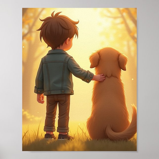 Young boy and his dog poster (Front)