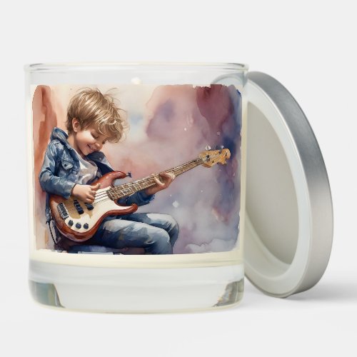 Young Boy Bass Watercolor Illustration Scented Candle