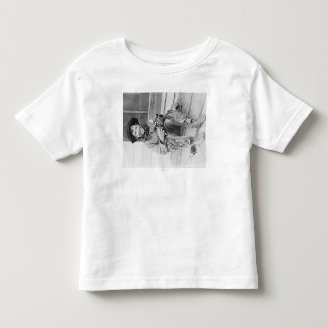 Young Boy Dressed as Cowboy with Toys Toddler T-shirt (Front)