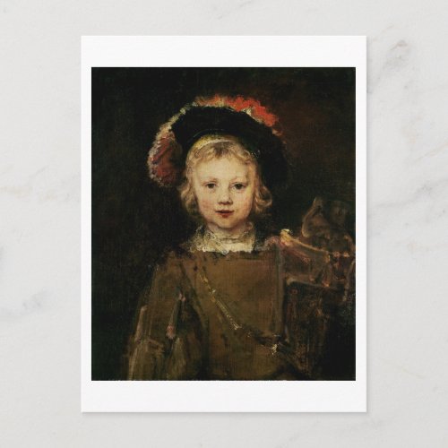 Young Boy in Fancy Dress c1660 oil on canvas Postcard