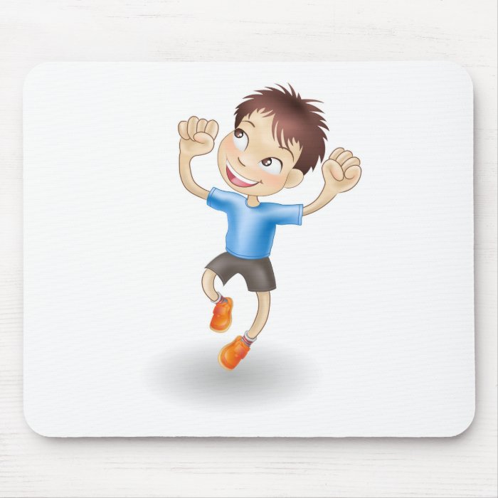 Young boy jumping for joy mousepads