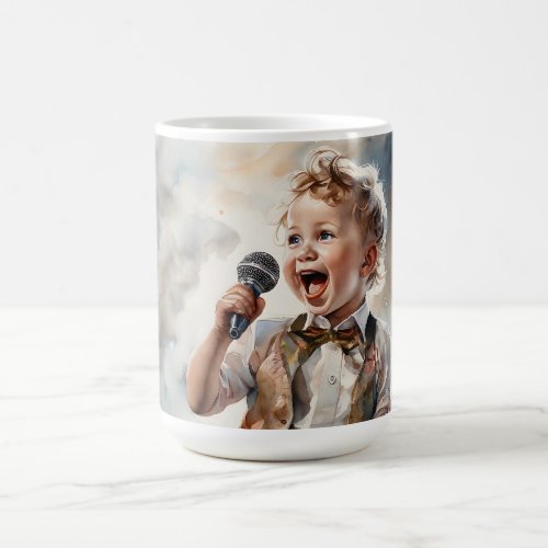 Young Boy Lead Singer Watercolor Illustration  Coffee Mug