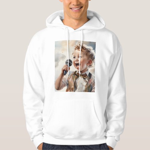 Young Boy Lead Singer Watercolor Illustration  Hoodie