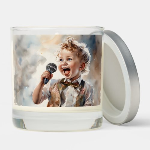 Young Boy Lead Singer Watercolor Illustration  Scented Candle