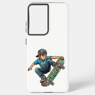 Young Boy skateboarding Samsung Galaxy S21+ Case