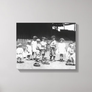 Young Boys and Girls on the Baseball Field Canvas Print