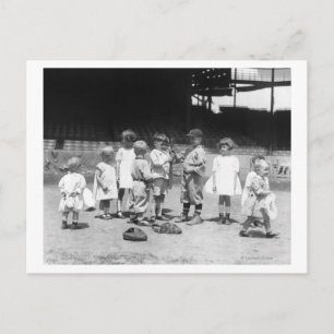 Young Boys and Girls on the Baseball Field Postcard