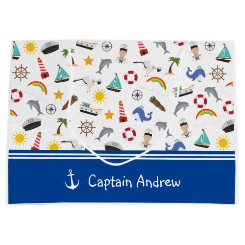 Young Boys Captain Sailor Nautical Large Gift Bag