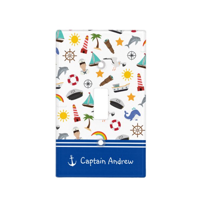 Young Boy's Captain Sailor Nautical Light Switch Cover (Front)