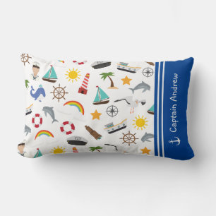 Young Boy's Captain Sailor Nautical Lumbar Pillow