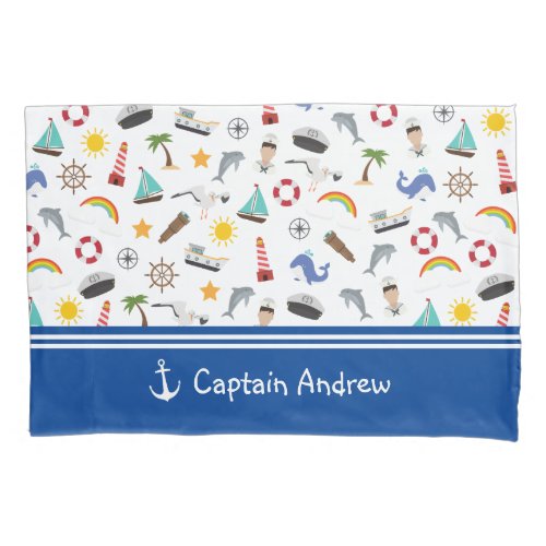 Young Boys Captain Sailor Nautical Pillow Case