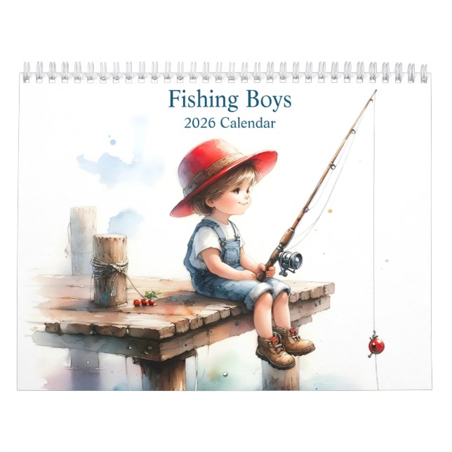 Young Boys Fishing 12-Month 2026 Wall Calendar (Cover)