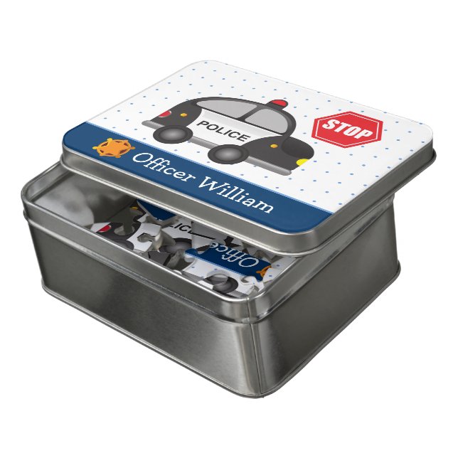 Young Boy's Police Officer Jigsaw Puzzle (Lid Open)