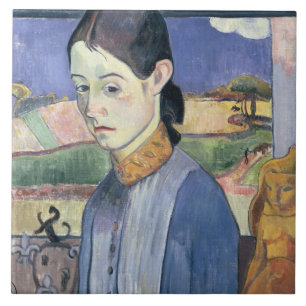 Young Breton Woman, 1889 (oil on canvas) Ceramic Tile