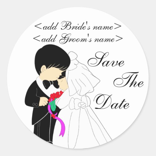 Young Bride and Groom Classic Round Sticker