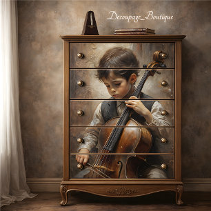 Young Cellist Decoupage Tissue Paper