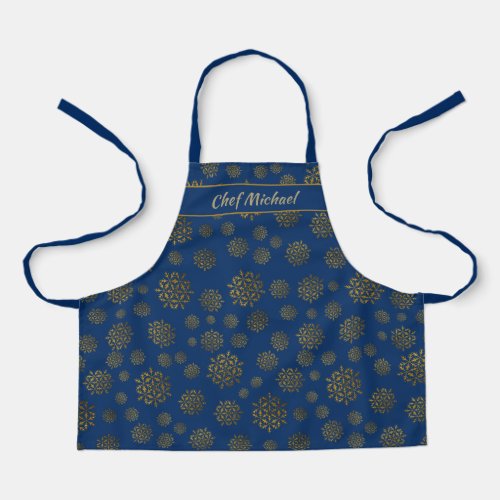 Young Chefs Personalized Snowflakes on Navy Blue Apron