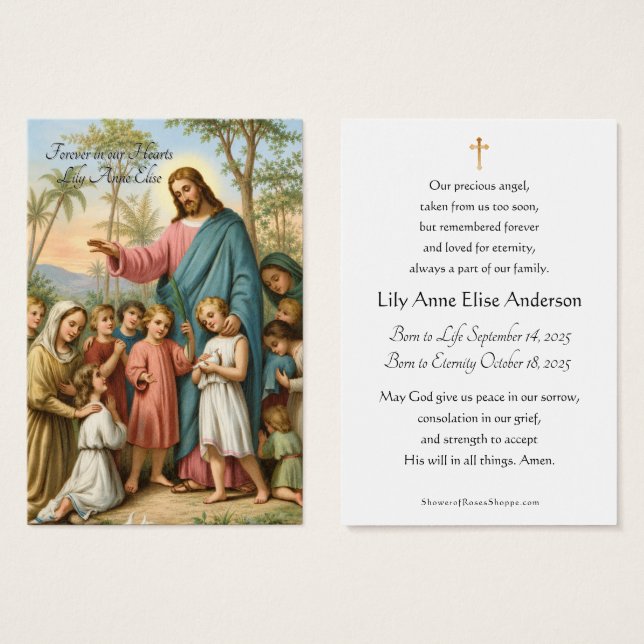 Young child Catholic Funeral Memorial Holy Card - (Front & Back)