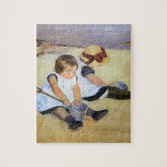 Young Children Playing on the Beach (Mary Cassatt) Jigsaw Puzzle (Vertical)