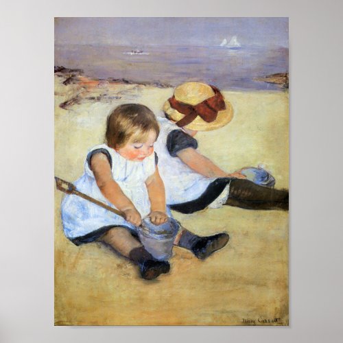 Young Children Playing on the Beach Mary Cassatt Poster