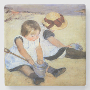 Young Children Playing on the Beach (Mary Cassatt) Stone Coaster
