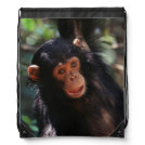 Young Chimpanzee hanging at forest Drawstring Bag Young Chimpanzee hanging at forest Drawstring Bag