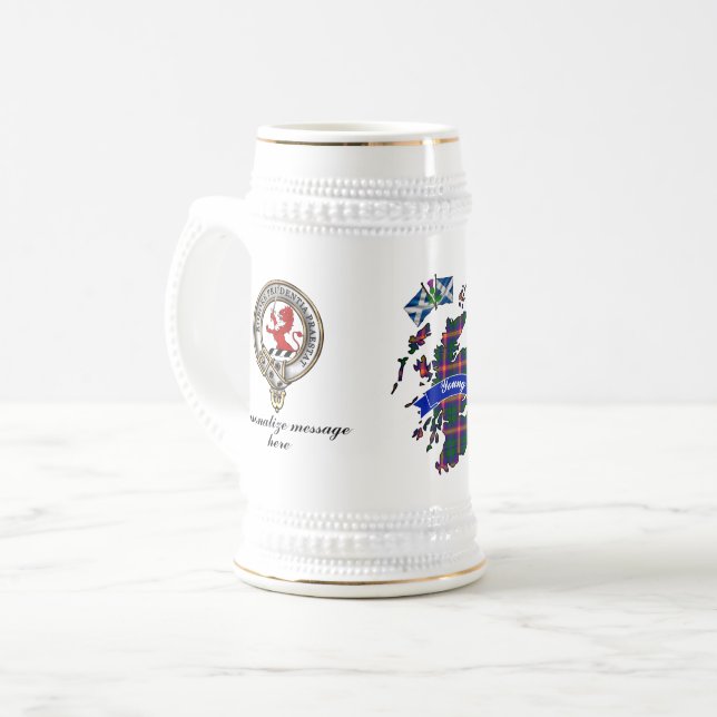 Young Clan Badge & Tartan Celebration Beer Stein (Front Left)