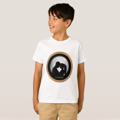 Young couple black silhouette kissing one another T_Shirt