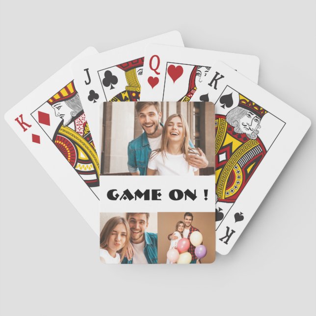 Young couple Game on photo collage personalized Poker Cards (Back)