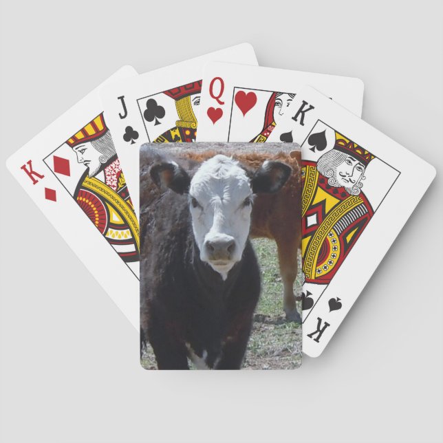 Young Cow Black and White Face Western Poker Cards (Back)