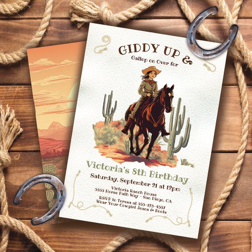 Young Cowgirl Horse Birthday Party Invitation